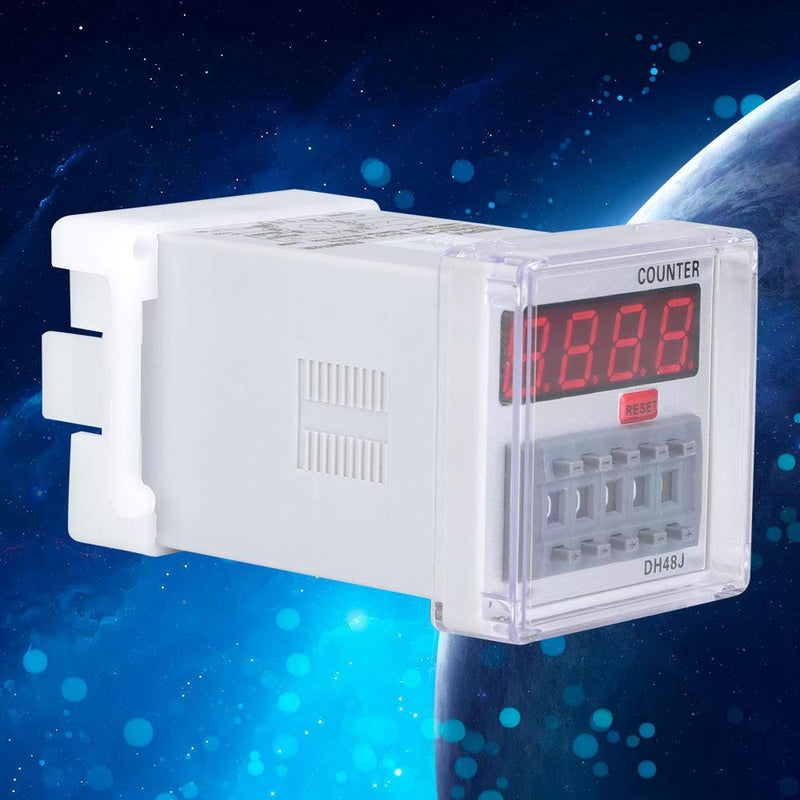 DH48J-A Digital Counter Relay, LED Display, 1-999900 Counting Range, 11-Pin, 24V AC/DC | Wide counting range for different applications, clear LED display, durable ABS housing, transparent cover for protection 24VAC/DC
