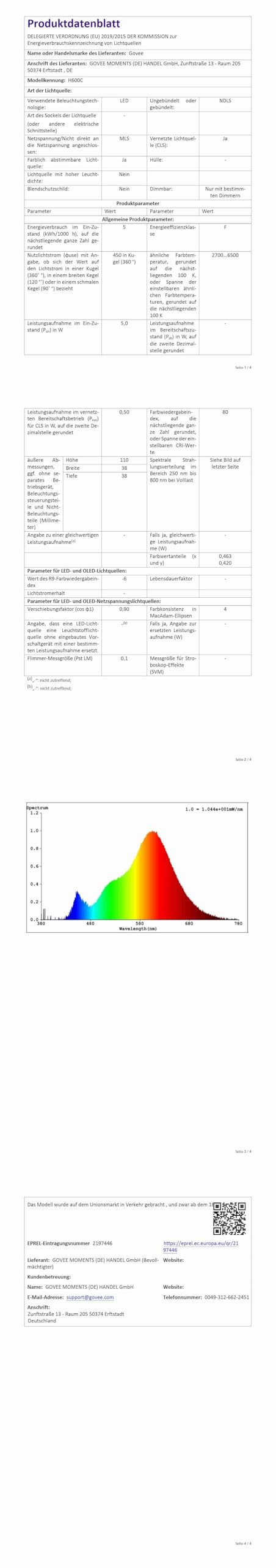 Govee Smart Light Bulb E14, RGBWW LED Lamp, 450LM, Smart Bulb, Pack of 2 | Compatible with SmartThings, Matter, Alexa and Google Assistant, E14 bulb, dimmable with 16 million DIY colors, 54 scenes