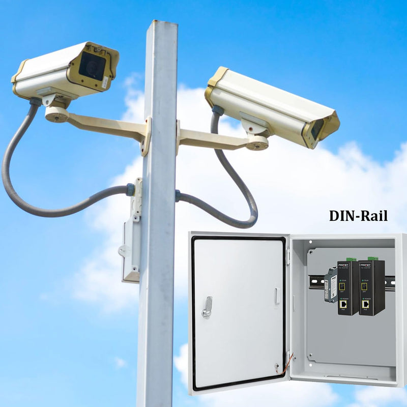 PROCET 30W SFP Fiber PoE Injector DIN Rail SFP/Uplink PoE+ Power Injector Gigabit Industrial, IEEE802.3af/at Compliant for IP Camera, Access Point, POS, Kiosks, PT-PSE105GS-E