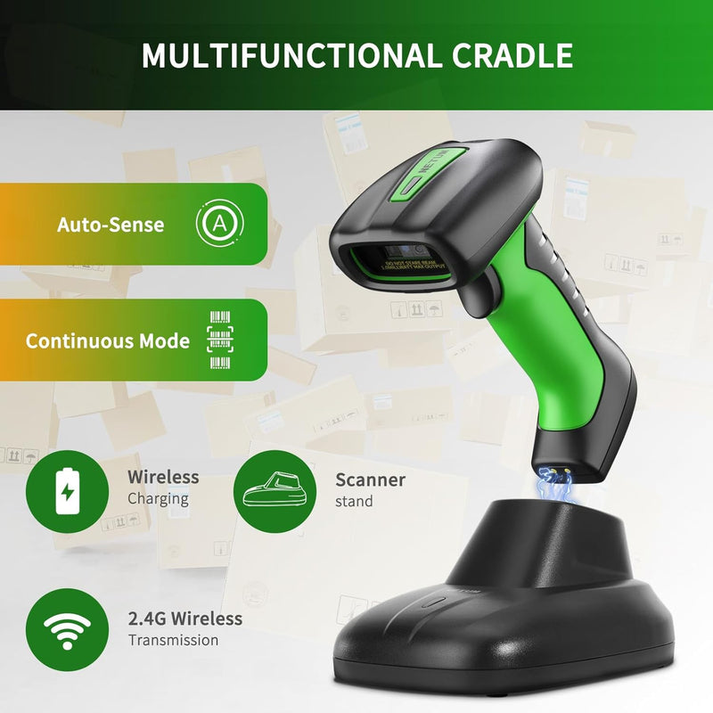 NETUM 2D QR Industrial Bluetooth Barcode Scanner with Charging Dock, Upgraded Wireless 2D/1D Bar Code Reader, 2600mAh Battery, Drop Dust WaterProof, Hands-Free for Windows, Mac, Android, iOS (NT-1950) NT-1950