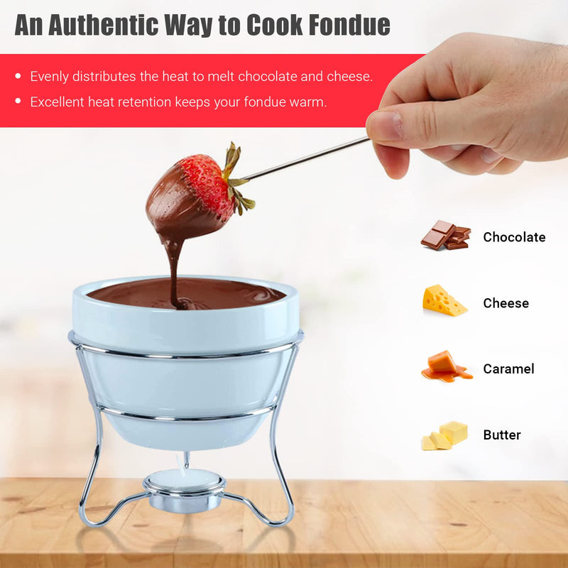 Chocolate Fondue Pot Butter warmer Bowl Set with 4 Dipping Forks & Tea Light Holder – For the Perfect Melted,Chocolate & Cheese Serving fondue set valentines day gifts (1) 1