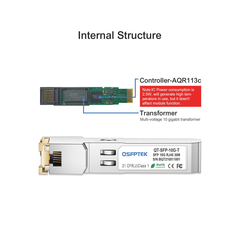 10GBASE-T SFP+ to RJ45 Module, 10Gb Ethernet Copper RJ-45, 10gbe Gigabit Mini gbic Computer Networking Transceiver Compatible with Brocade 10G-SFPP-T, up to 30-Meter 10GBase-T: 30m for Brocade