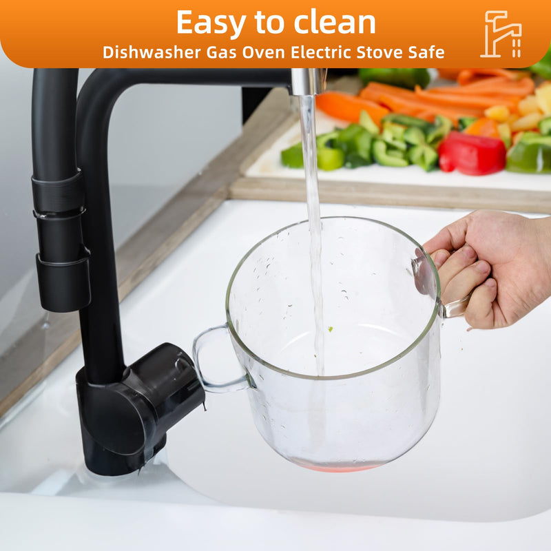 2L Clear Glass Cooking Pot with Heart Lid, 68oz/2000ml | Easy to Clean, Heat Resistant, Energy Conservation, Oven, Gas, and Electric Stove Safe 2 Liters