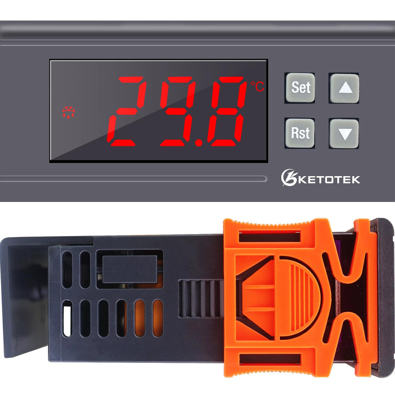 KETOTEK Temperature Controller with Sensor 230 V 30 A, Digital Thermostat Relay -30 °C ~ 300 °C, Temperature Switch Cooling Heating Temperature Control for Incubator Reptiles 30 A -30 ~ 300 °C