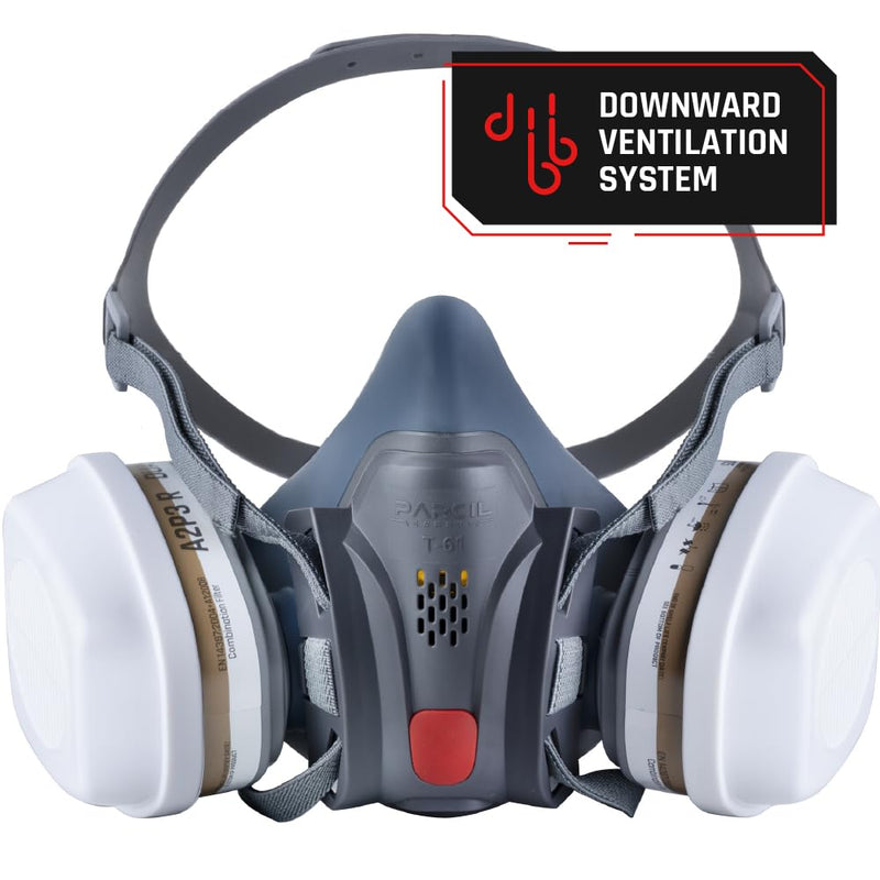 Parcil Distribution Full Face Respirator Mask with Filters – Durable Full Face Respirator Mask, Bayonet Filter Compatible Charcoal