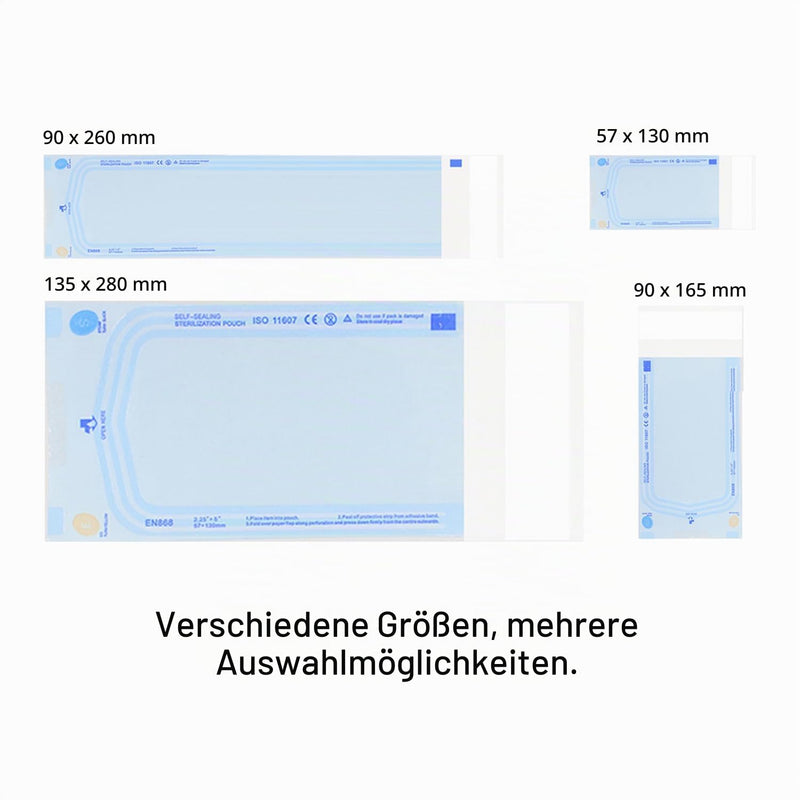 WARRIOR Sterilization Bags, Sterilization Bags, 200 Pieces, Autoclave Bags, Self Sterilization Bags, Self Sealing Sterilization Bag (135 x 280 mm) 135 x 280 mm