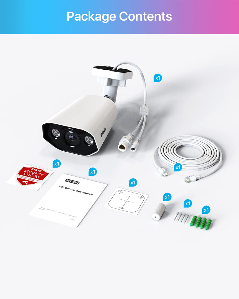 ZOSI 5MP PoE Add-on Camera, Face Person Vehicle Detection, 2 Way Audio, Starlight Night Vision, Sound&Light Siren, 3K Weatherproof Outdoor Indoor Home Bullet IP Cam, Only Compatible with ZOSI POE NVR POE-1Cam