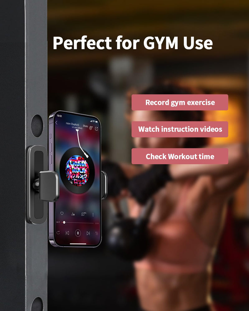 APPS2Car Gym Magnetic Phone Holder, 360 Adjustable, Compatible with 4.7-6.5" Smartphones, Alloy Base and Joint, Black Black - 1 Pack