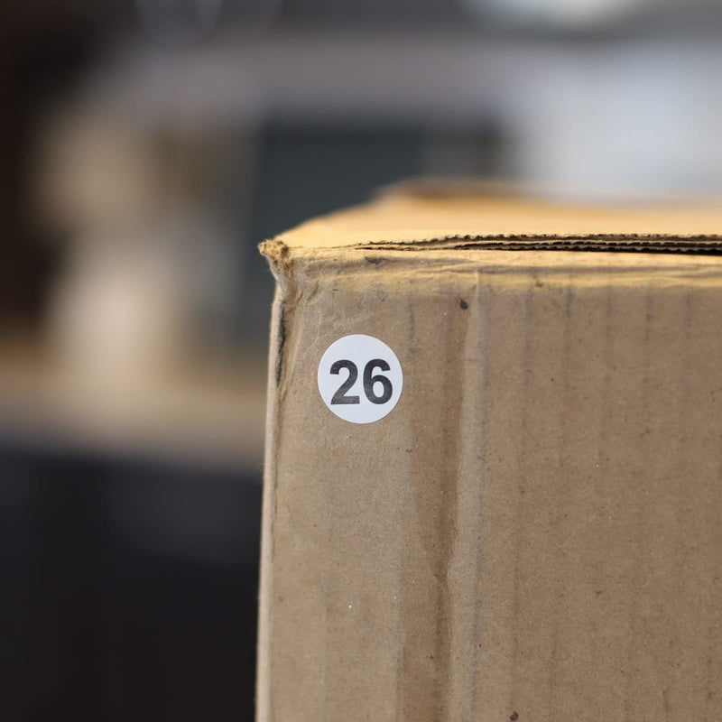 White with Black Number 26 Circle Dot Stickers, 3/4 Inch Round, 500 Labels on a Roll #26
