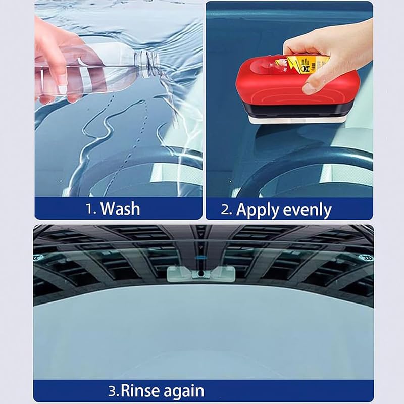 Automotive Oil Film Cleaning Brush,Glass Cleaning Board, Prevents Rain and Fog Cleaning Glass Brushr, Oil Film Cleaning Brush, All in One Wipe On Oil Film Remover