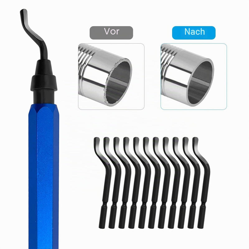 Universal Deburring Tool with 10 Replacement Blades, 360° Rotating Blade for 3D Printing, Plastic and Aluminum (1 Tool + 11 Blades)