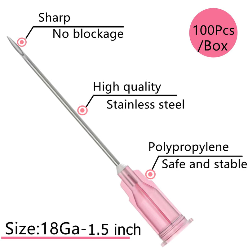 100 Pack - 10ml/cc Luer Lock Plastic Syringe with Needle 18Ga, Lab Measuring Tools for Industrial Dispensing, Science Lab and Plant Injection Supplies 100 10ml 18ga