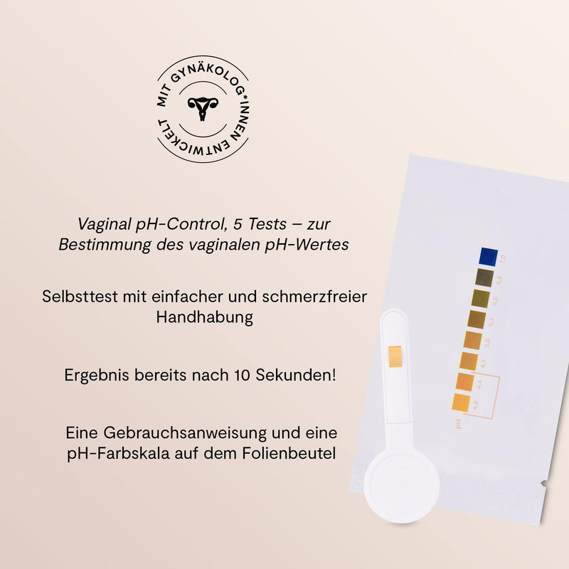 ellen® pH Control - CE Marked Vaginal pH Test for Infection Detection - pH Test Strips Sheath Self Test with Applicator - Easy & Painless - Pack of 5