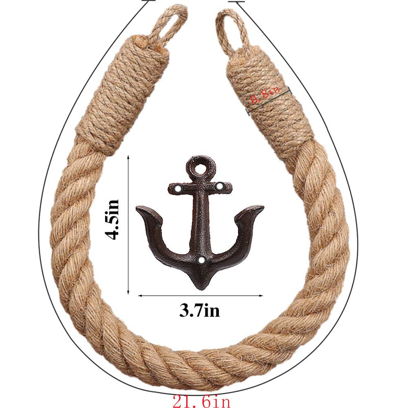 Nautical Anchor Toilet Paper Holder Rustic Industrial Wall-Mounted Towel Ring with Metal Hook for Bathroom Decor (Black) Black