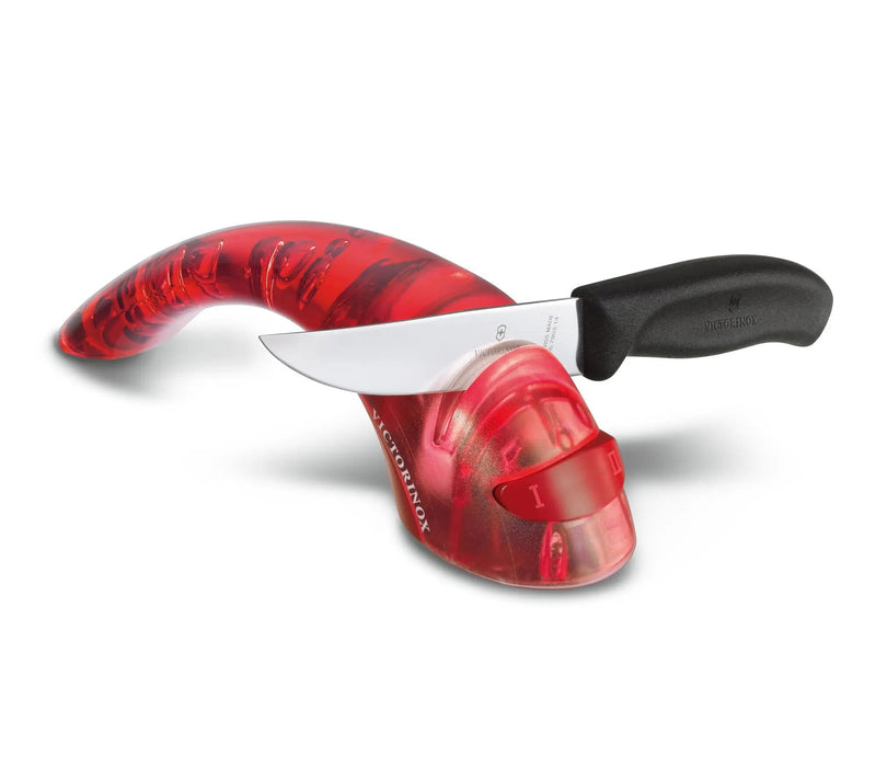 Victorinox Knife Sharpener - Kitchen Knife Sharpener for Home Essentials - Features Ceramic Rolls - Perfect for Left- & Right-Handed Use - Red