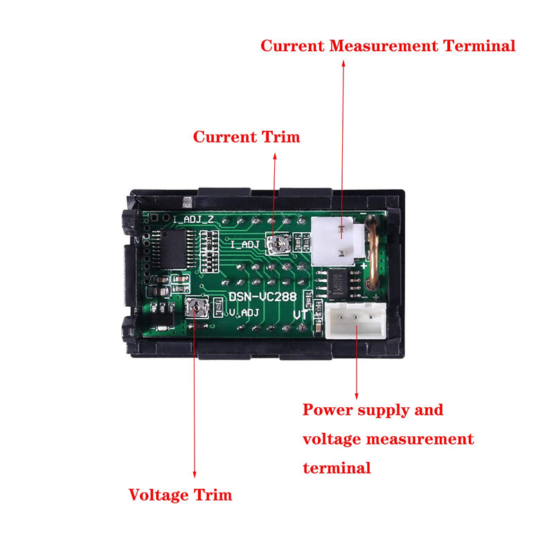 0.28" Digital Voltmeter Ammeter,LED Red&Blue Dual Digital Display Multimeter DC 0-100V 50A Detector Voltage Current Meter Gauge Tester with 50A Shunt (50A+Shunts) 50A+Shunts