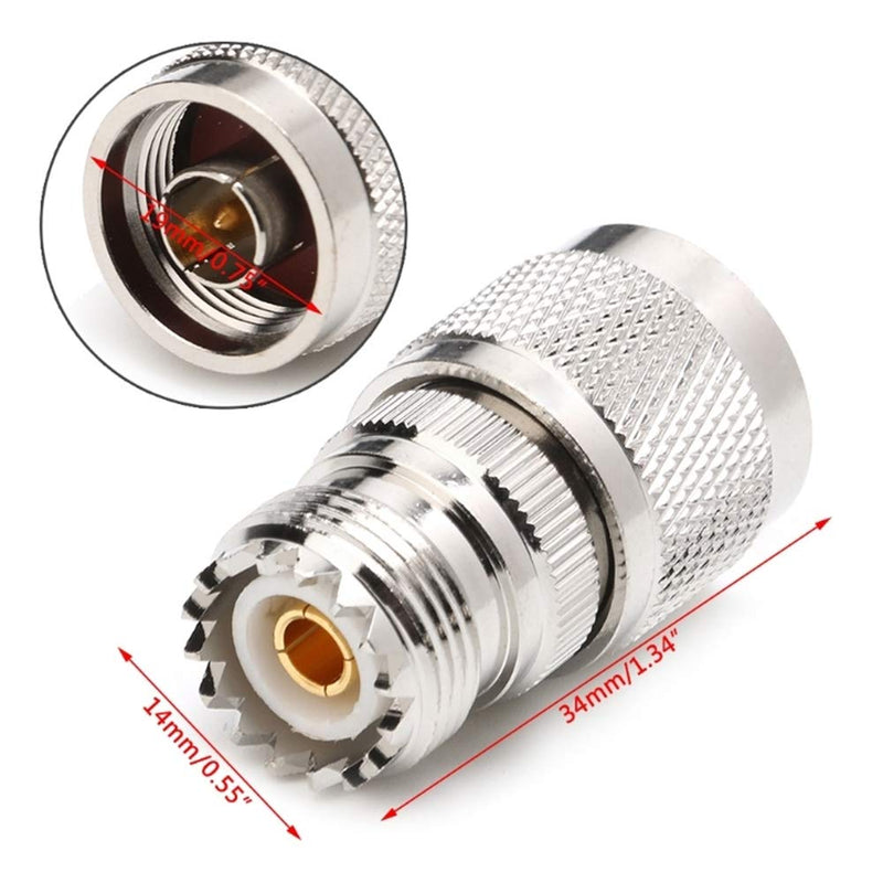 RF Coaxial Coax Adapter N Male to UHF Female SO-239 Coax Adapter for Wi-Fi Antenna Repeaters Radio Signal Extension Cable (2 Pack) 2 Pack