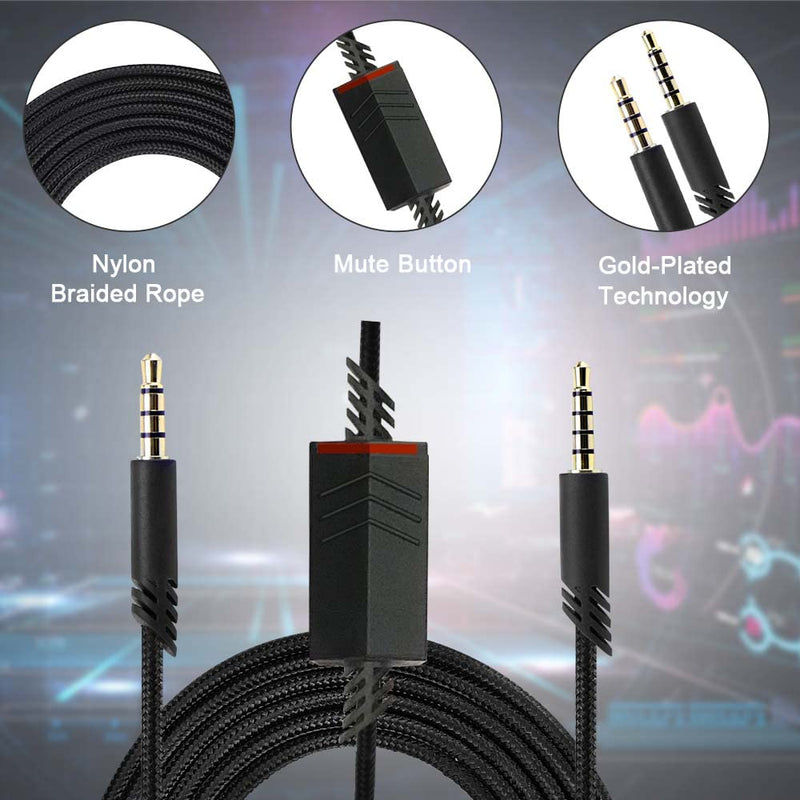 Replacement A40 Cord Compatible with Astro A40 Headset, A40 Inline Mute Audio Cable for Astro A10/A40/A40TR Gaming Headset,Compatible with PS5/PS4 Controller(6.5 Feet, Black) 2M (6.56FT) Inline Mute Cable