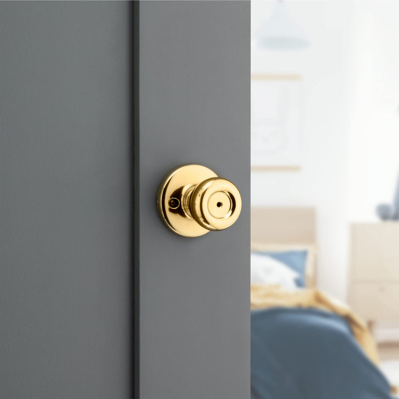 Kwikset 93001-870 Tylo Bed & Bath Knob in Polished Brass, Privacy (Pack of 2) 1 Count (Pack of 2)