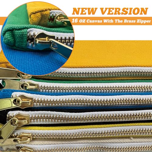 13 Pack Canvas Tool Bag Zipper Pouch - Heavy Duty Tools Utility Pouches, Multipurpose Storage Organizer Tote Bags with Dependable Metal Zippers, 12.5 x 7-Inch