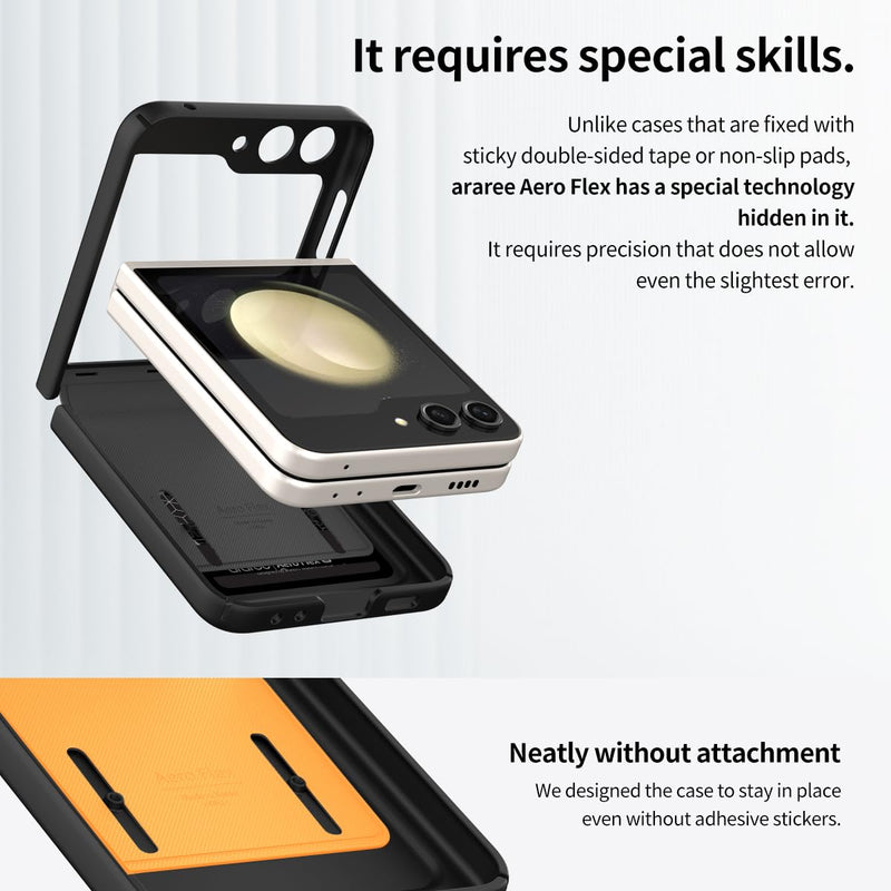araree Aero Flex M Samsung Galaxy Z Flip 5 Case 【Improved Version】 with Hinge Protection, Compatible with Magsafe Accessories & Chager Anti-Fingerprint,Thin & Slim, Shockproof Slim Hard Case - Black