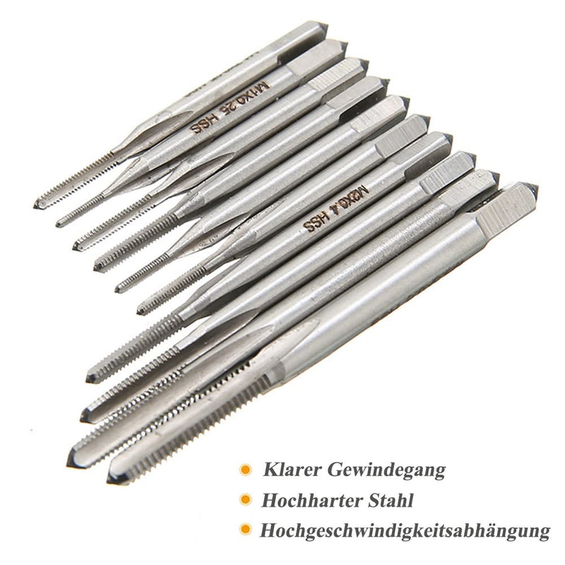 Saipor 10 pieces tap set M1-M3.5 metric HSS tap drill thread cutting tool set with adjustable tap wrench M1-M8