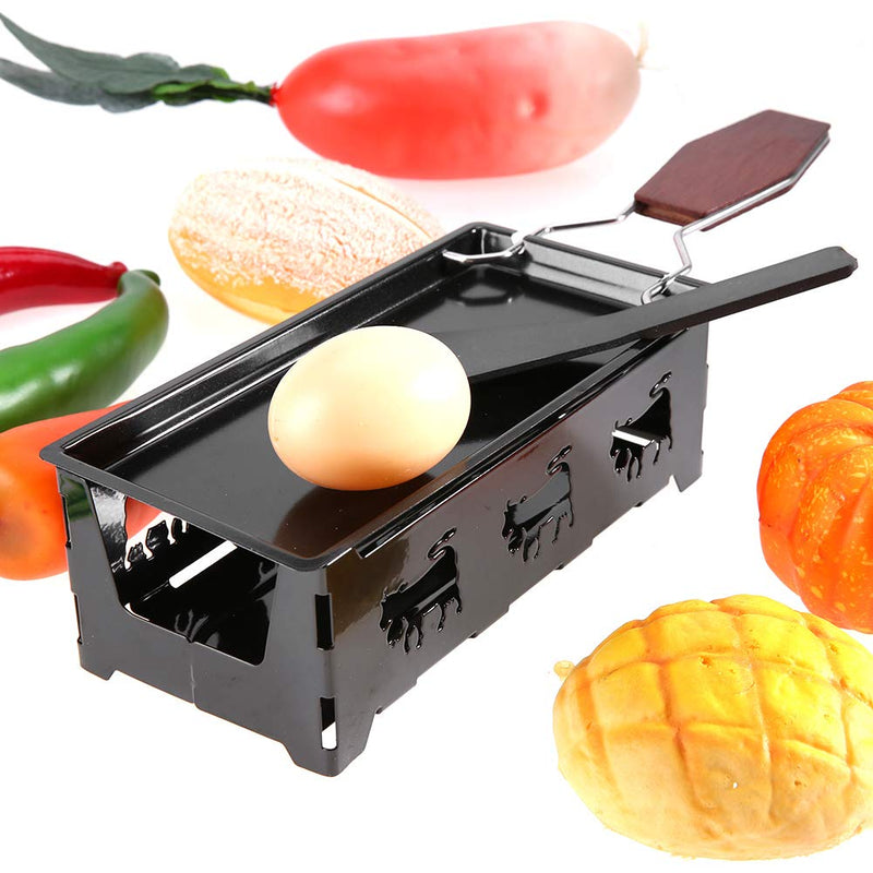 Non-Stick Cheese Melter, Portable Cheese Rotaster Raclette Machine with Spatula and Foldable Handle, Black