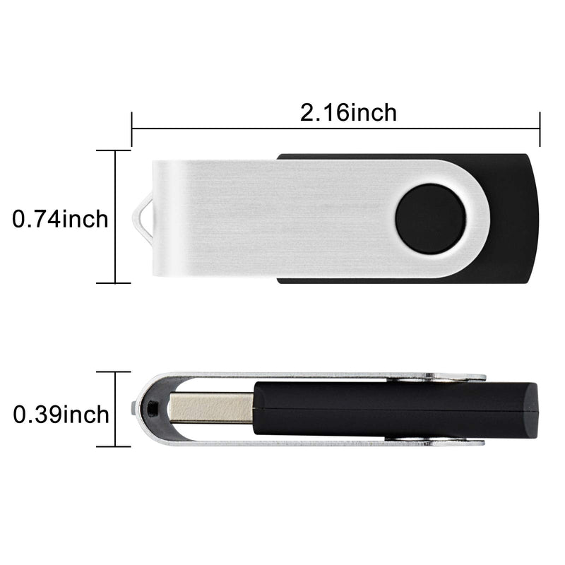 KOOTION 10 X 16 GB USB Flash Drive USB 2.0 Thumb Drive Memory Pen Stick Jump Drive Keychain Design Zip Drives Bulk (Black) 16GB Black-10 Pack