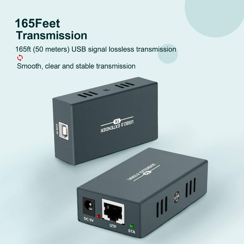USB 2.0 Hub Extender Kit - 4 Hubs, 165ft (50m) Up to Cat7 LAN, Plug & Play, No Driver Needed