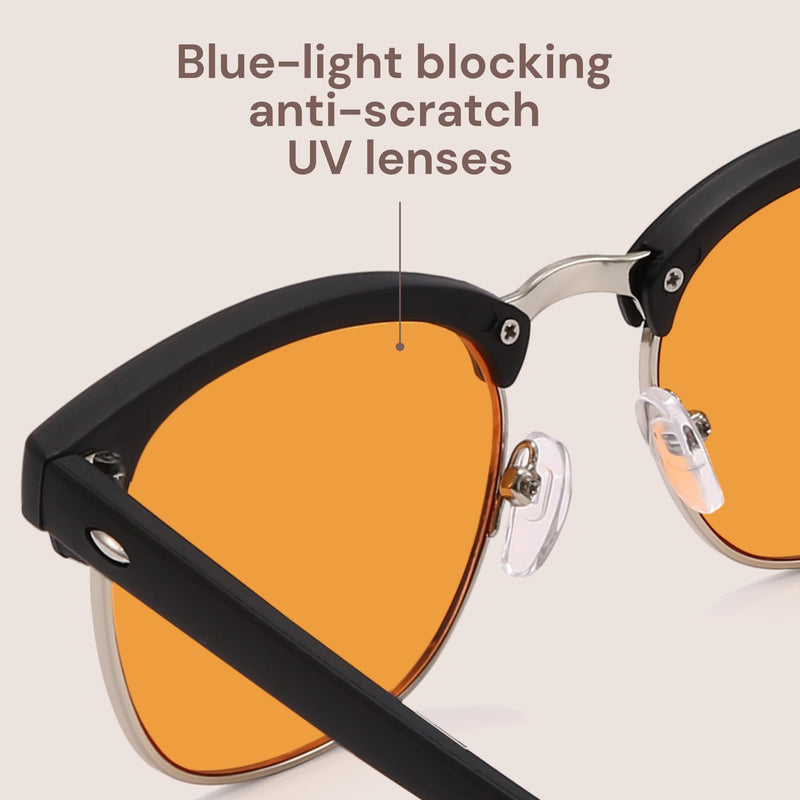 racico Computer Blue Light Blocking Glasses Blue Light Glasses Men Women, Anti Blu-Ray Clear Gaming Glasses Lenses Black and Silver Night Vision