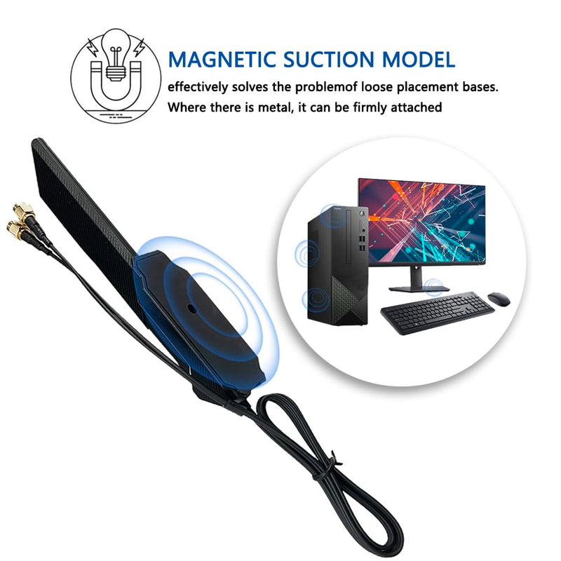 JINTAI WiFi 6 6E Tri-Band Antenna 6GHz 5.8GHz 2.4GHz Magnetic Base Replacement Antenna for PC Desktop Computer Asus Rog Strix Gigabyte Aorus Gaming WiFi Motherboard Card WiFi Antenna pc