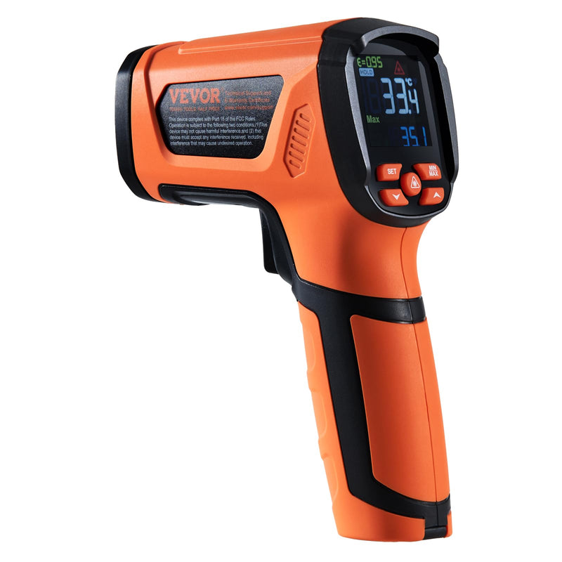 VEVOR Infrared Thermometer IR 50:1 Pyrometer -40°C to 1500°C Laser Temperature Meter 180 x 120 x 60 mm Temperature Meter Non-Human Body Thermometer for Cooking/Barbecue/Freezer/Industry