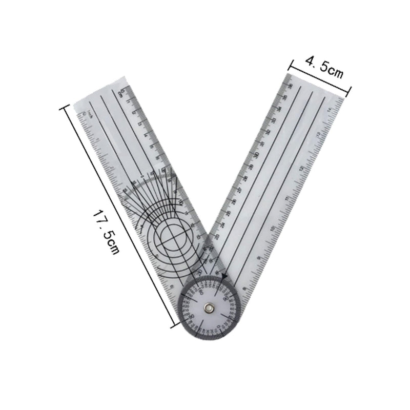 Goniometer 360° Protractor PVC, Medical Protractor Physio | Transparent 360° protractor for physiotherapy, sports therapy and home work for easy angle measurement.