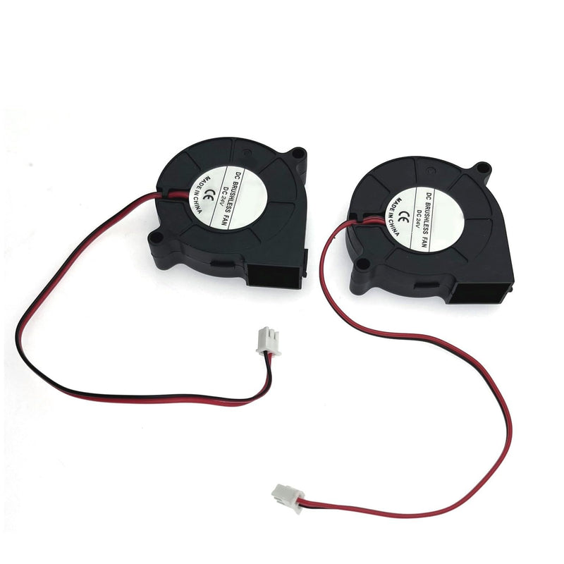 JZK 2PCS Small Blower 24V 5015 Fan, Speed: 6500rpm/min, 50x50x15mm, 3D Printer Blower Fan 24V 5cm, Brushless DC Fan 50mm