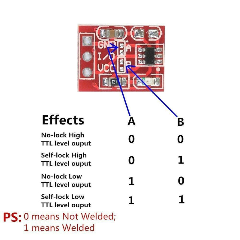 Hailege TTP223 Capacitive Switch Button Module Self-Lock High Low Level Output 2.5-5.5 V Pack of 20