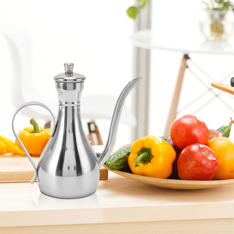 Olive Oil Dispenser, 11oz/350ml Stainless Steel Oil Dispenser Non Drip Leak Proof Pouring Oil Pot Vinegar Pot Soy Sauce Bottle, Oil Storage Can Container for Home Kitchen