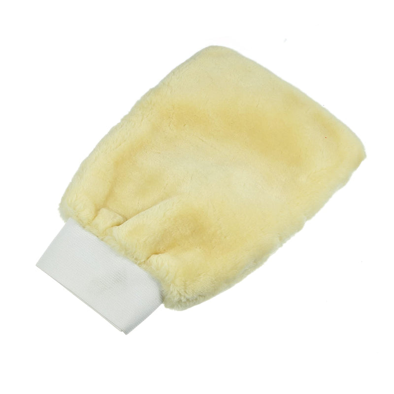 X AUTOHAUX Beige Faux Wool Double Side Car Wash Mitt Washing Dusting Cleaning Glove