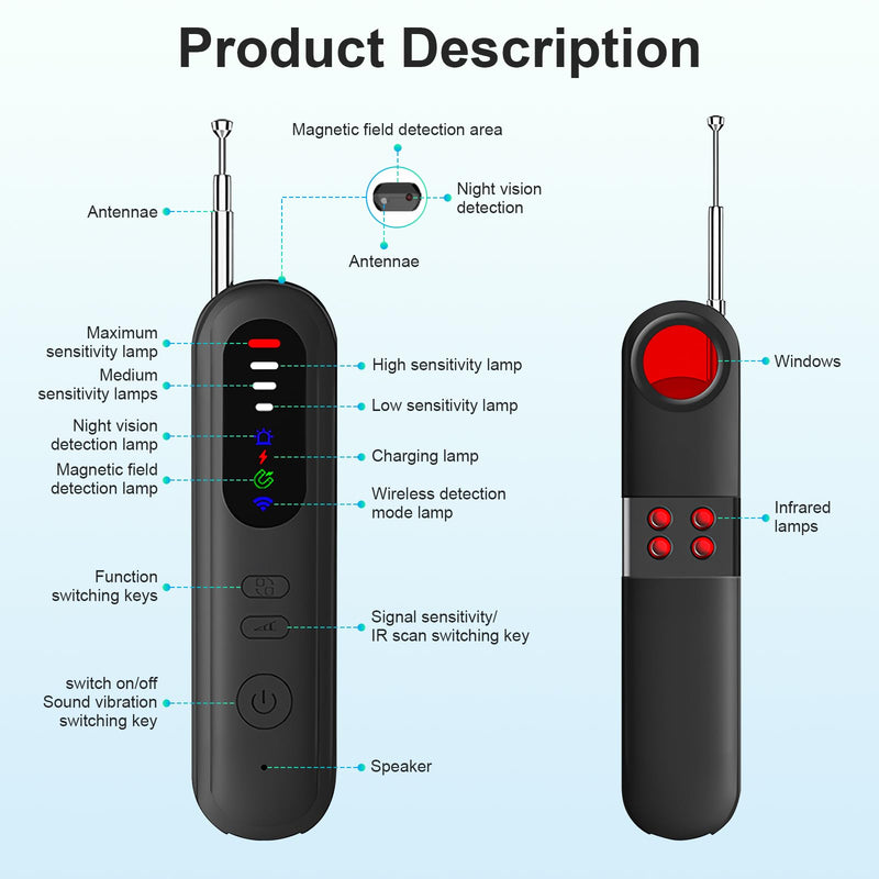 MDK Hidden Camera Detectors - Portable Hidden Camera Finder Hidden Device for Car, Home,Hotel,Travel, Office