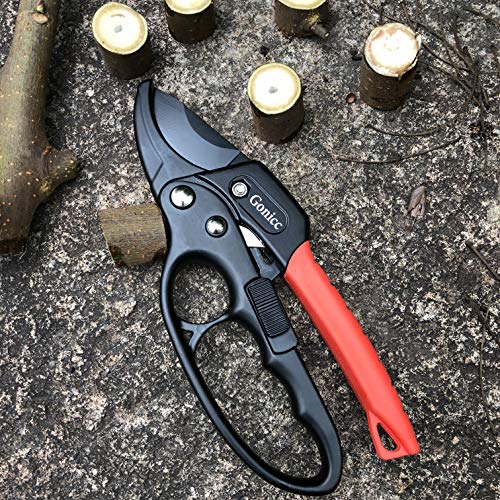 gonicc 8" Professional Ratchet Anvil Pruning Shears (GPPS-1011) andMicro-Tip Pruning Snip (GPPS-1008), Ratcheting Mechanism, Anvil Groove Design, Reinforced Design Handle, Garden Shears Clippers,