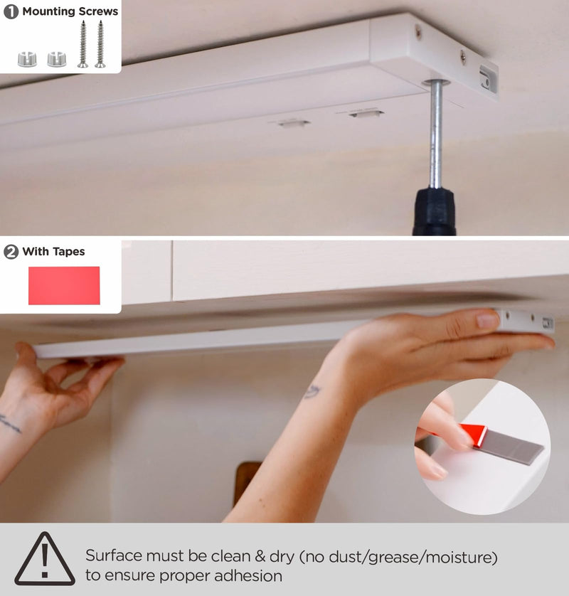 16 Inch Under Cabinet Lighting Plug in, 9W 120V 3 Color 3000K/4000K/5000K, 3 Brightness, Super Bright, Ultra Thin Under Counter Lights for Kitchen, Linkable LED Cabinet Light, White White,1 Pack 16 Inch