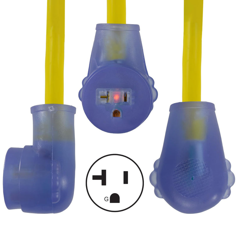 Conntek 14340 30Amp RV to 15/20Amp Pigtail Adapter,Yellow & Blue 30A to 15/20A Adapter