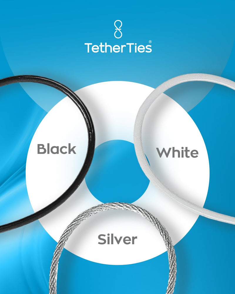 Coils 5 Pack - Extendable, Expandable, Retractable Cable Tethers, Anti Theft Cable Locks, Security Cable with Nylon coated stainless steel wire, Free Crimping Tool, Secure Devices Black Tetherties Coils Cable Tethers