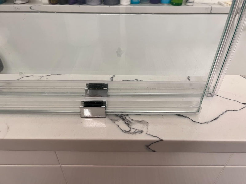 Bathroom Shower Glass Door Bottom Seal Strip, 2PCS 36 Inch Long Clear PVC Seal Strips for 1/4"(6mm) Thick Framless Glass Door Panel 1/4" (6mm）X 36"