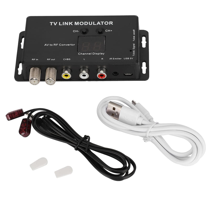 RF Modulator, UHF TV LINK Modulator IR Extender with Channel Display, TM70 LINK Modulator AV to RF Converter for CATV System