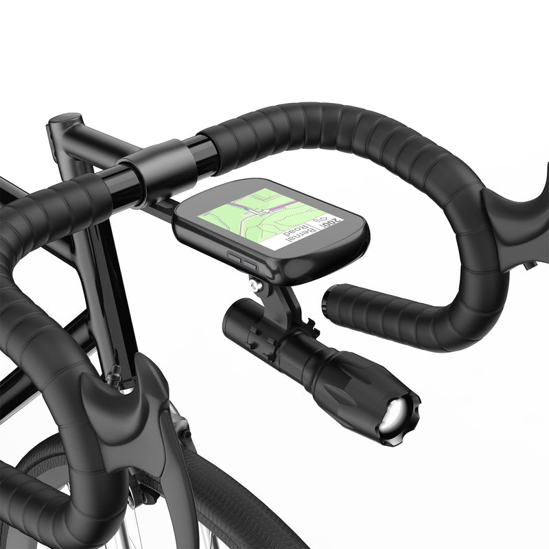 Bike Computer Mount - Out Front Cycling Computer Mount for Road Bikes Integrated Handlebar, Garmin Bike Mount Compatible with GPS Bike Computer,Wahoo,Bryton,Cateye,GoPro Full Range and Flashlight A Black