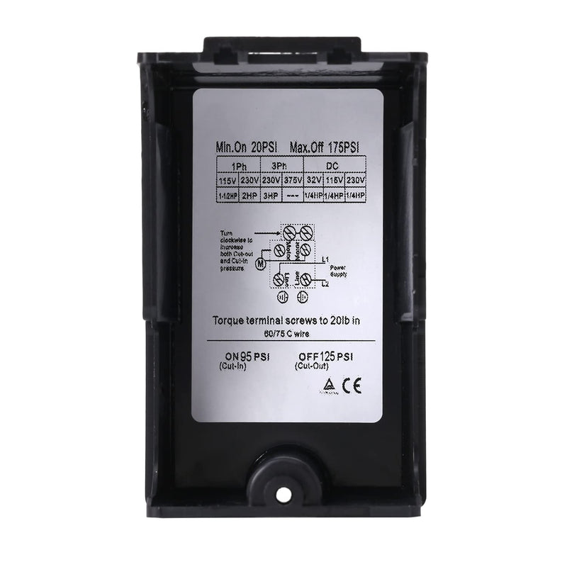 Air Compressor Pressure Switch 95-125 PSI 4 Port 1/4" NPT with Unloader Valve & On/Off Lever