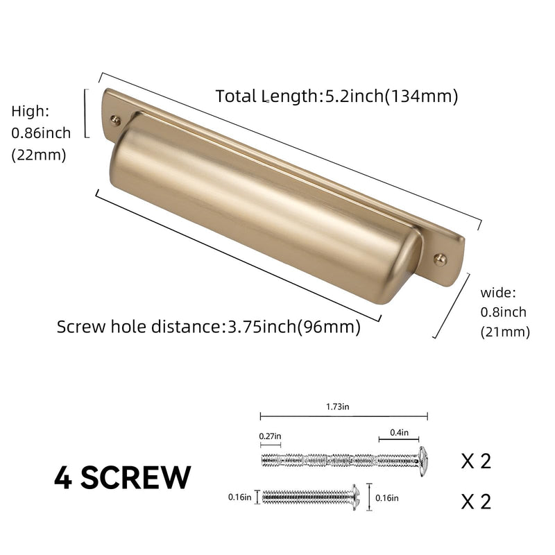 10 Pack 3-3/4 Inch(96mm) Cabinet Pulls Champagne Bronze Kitchen Cabinet Pulls Zinc Alloy Drawer Pulls Solid Cabinet Hardware 3.75" Hole Center（96mm） 10 Pack