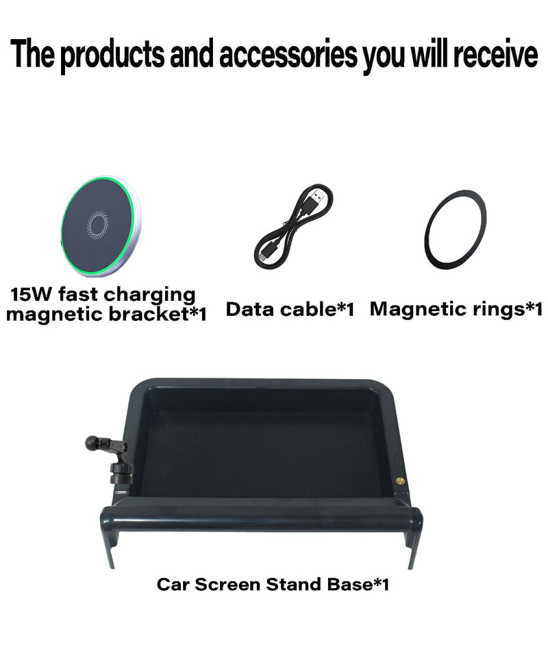 Car Phone Holder for Toyota RAV4 2019-2025 Accessories Apply to 7/8 Inch Touch Screen 15W Fast Wireless Charger Screen Fixed Clip Cell Phone Mount with Dashboard Storage Tray