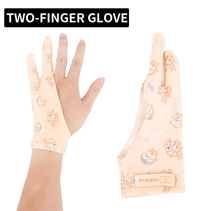 Artist Drawing Glove Art Two-Finger Glove Animal Print for Drawing Tablet/Pen Display/iPad for Right and Left Hand Yellow S