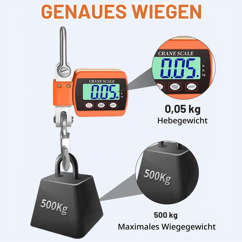 Idota Crane Scales 500 kg Hanging Scales Digital LCD Scales Wild Scales Fishing Wharf Weighing (Orange) | Fishing Wharf Cradles (Orange) orange